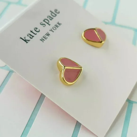 kate spade Pink Heritage Spade Small Heart Studs/NWT - Picture 4 of 11